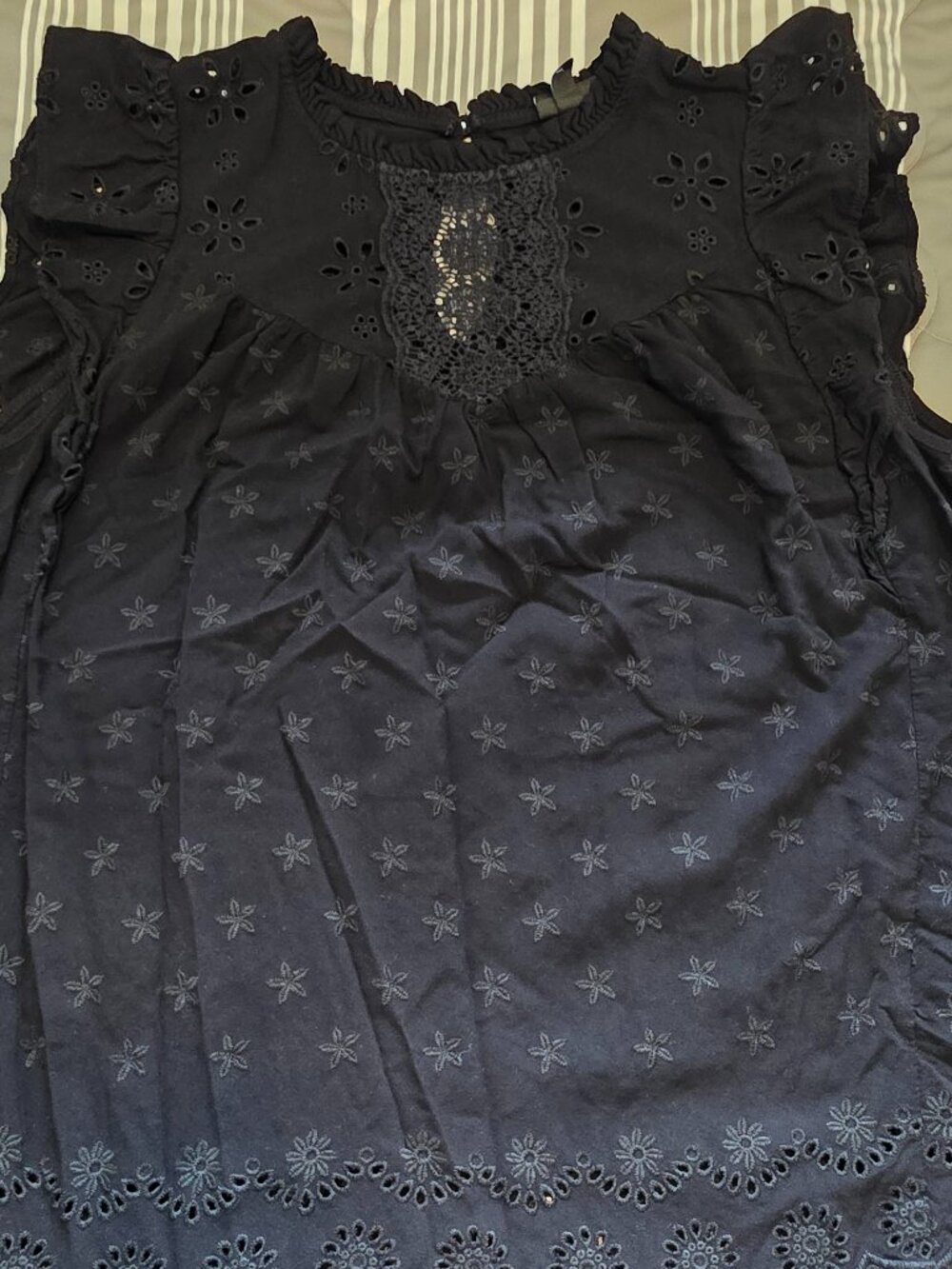 Black Eyelet Cap Sleeve